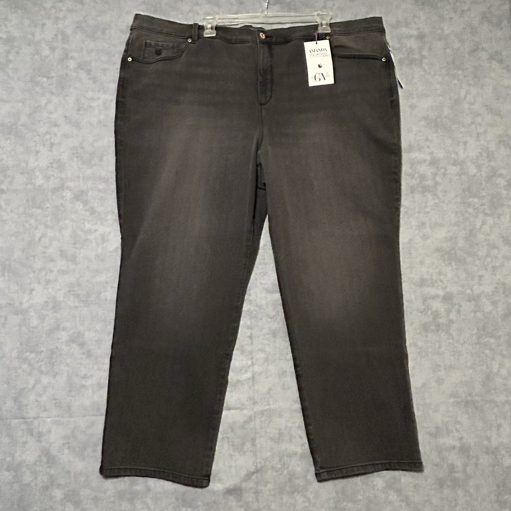 Gloria Vanderbilt Amanda Jeans Womens 24W Short Petite Plus Charcoal Stretch NWT